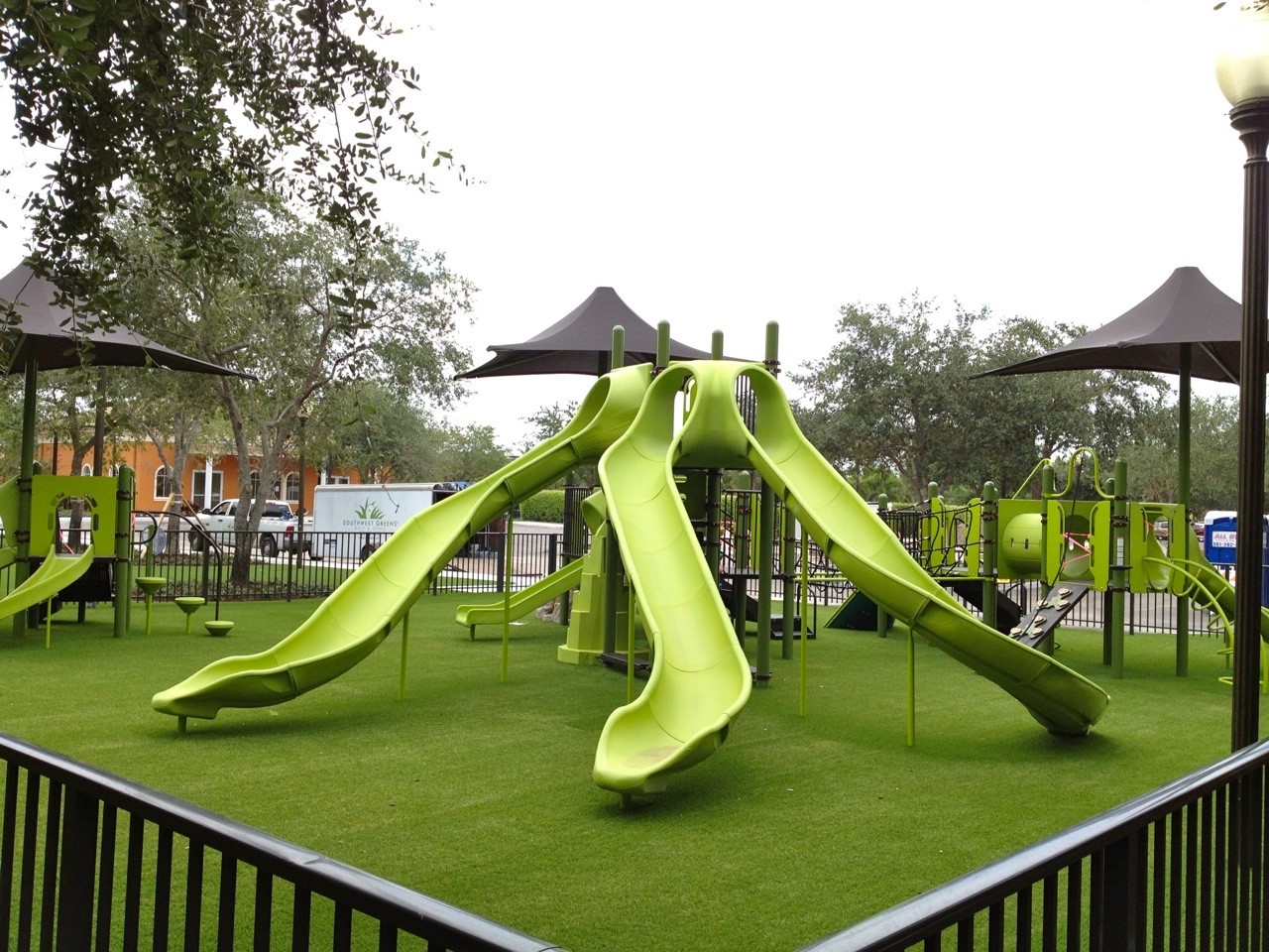 Edmonton playground with artificial turf